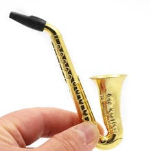 Unique Saxophone Mini Portable Smoking Pipes Metal Tobacco Pipe Hookah Gifts 2024 - buy cheap