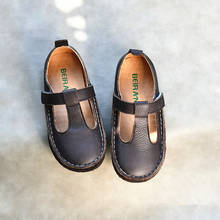 Sapatos casuais de couro bovino para crianças, calçados casuais de couro genuíno para meninos e meninas, primavera e outono 2024 - compre barato