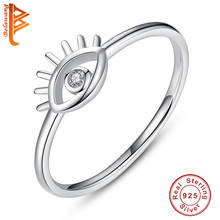 Anéis de prata esterlina 100% pura genuína cz, anéis de olho para mulheres, cristal brilhante, jóias da sorte, presente de casamento 2024 - compre barato