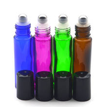 Botella de rodillo vacía de 10ml, frasco de vidrio grueso con bola enrollable de 10CC, muestra colorida de Perfume y aceite esencial, 50 Uds. 2024 - compra barato