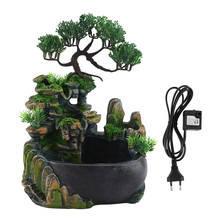 Mini Desktop Fountain Waterfall Small Rockery Feng Shui Wheel Greenery Home Decoration Humidifier Desk Decoration Gifts 2024 - buy cheap