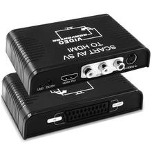 Nuevo conmutador s-video AV Scart a HDMI 3 en 1, convertidor de audio y vídeo RCA Scart a HDMI con cable de alimentación 2024 - compra barato