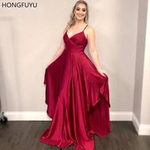 HONGFUYU Simple Satin A Line Prom Dresses вечернее платье Women Spaghetti Straps Formal Dress Evening Gowns Long robe de soiree 2024 - compra barato