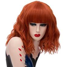MSIWIGS-Peluca de cabello sintético para mujer, cabellera artificial ondulado con flequillo, color púrpura y Rosa Natural, 22 colores 2024 - compra barato