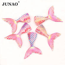 JUNAO 29*39mm Pink AB Mermaid Tail Decoration Rhinestone Flatback Resin Crystal Stone Scrapbook Strass Beads for Crafts 2024 - buy cheap