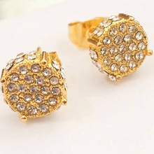 2021 New Luxury Full Zircon Gold Color Stud Earring For Women Simple Female Jewelry Engagement Party Accessories Valentine Gifts 2024 - buy cheap