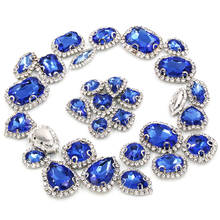 Botões de cristal azul claro, decoração de casamento, formato misto, costura em vidro, strass com aro de copo, faça você mesmo, roupas/colar 2024 - compre barato