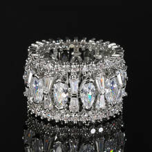 Kinel anel redondo de pedra zircônia cz feminino, anel clássico largo para presente, para mulheres 2024 - compre barato