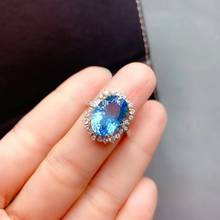 Classic Big Gemstone Ring for Party 10mm*14mm Natural Topaz Ring 925 Silver Topaz Jewelry Gift for Woman 2024 - buy cheap