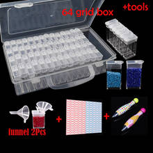 Caja de almacenamiento para herramientas de pintura de diamantes 5D, organizador de cuentas de cristal bordado hinestone, 64 rejillas, contenedor de accesorios 2024 - compra barato