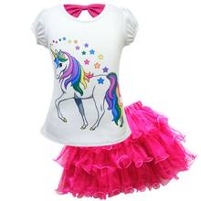 Girls Clothing Set Unicorn Clothing Sets For Girls Summer Short Sleeve Cotton Shirt And Skirt  2Pcs 2-8 Year Children Clothing 2024 - buy cheap