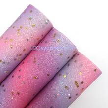 1PC 21X29CM Glitter Fabric with Stars, Rainbow Glitter Leather Sheets For Making Bows  LEOsyntheticoDIY R230B 2024 - buy cheap