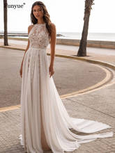 Delicate O-Neck Wedding Dress 2021 New Arrival Charming Sleeveless Backless A-Line Chiffon Bridal Gown Bohemian Robe De Mariage 2024 - buy cheap