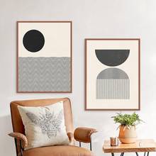 Ocean Waves Print Nautical Mid Century Modern Geometric Poster Woodblock Style Illustration Neutral Colors Home Wall Art Decor 2024 - buy cheap