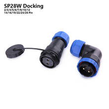 SP28 IP68 Butt Elbow waterproof connector male female wire cable Aviation plug Socket 2/3/4/5/6/7/9/10/12/14/16/19/22/24/26 Pin 2024 - buy cheap