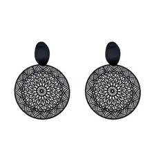 Charm Earrings Fashion New Temperament Hollow Pattern Retro Black Palace Exaggerated Black Circle Ladies Earrings Wholesale 2024 - buy cheap
