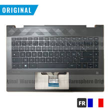 Reposamanos Original para HP 14-CD, cubierta superior con teclado FR sin retroiluminación, carcasa superior negra, diseño francés, lado dorado 2024 - compra barato