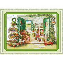 Everlasting love Flower shop китайские наборы крестиков экологичный хлопок 11 14CT DIY Новогодние рождественские украшения подарок 2024 - купить недорого