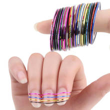 30Pcs Nail Art Kit - Striping Tape,-nail striping tape 30 pack mutl-colors-Nail Striping Tape Assorted Metallic Adhesive Sticker 2024 - buy cheap