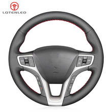 LQTENLEO-cubierta de cuero genuino para volante de coche, protector negro para Hyundai I40, 2011, 2012, 2013, 2014, 2015, 2016, 2017, 2018, 2019, 2020 2024 - compra barato