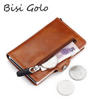 BISI GORO PU Leather Card Holder Safety Multifunctional Card Case Short Card Wallet for Men and Women RFID Blocking Money Bag 2024 - compre barato