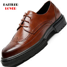 Men Dress Shoes Handmade Brogue Style Paty Wedding Shoes for Male Flats Thick Sole Oxfords Homme Formal Footwear 2024 - compre barato