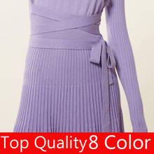 Женское трикотажное платье с V-образным вырезом, длинным рукавом 2024 - купить недорого