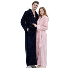Winter Robe Lover Men's&Women's Flannel Thicken Solid Warm Long Bathrobe Winter Long Robe Mens Bath Robe with Belt 2024 - buy cheap