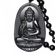 KYSZDL Natural obsidian buddha pendant male Women necklace  buddha Bead curtain transhipped  buddha head pendant e mi tuo fo 2024 - buy cheap