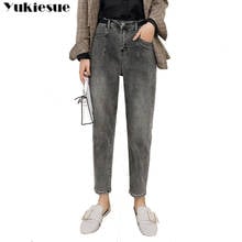 Vintage ladies boyfriend jeans for women mom high waisted jeans black blue casual harem trousers korean streetwear denim pants 2024 - compre barato