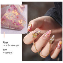 100 см розовые мраморные листья, наклейки для ногтей, звездное небо, переводная Глянцевая Мраморная бумага, наклейка для дизайна ногтей, гель-слайдер 2024 - купить недорого