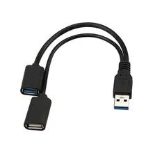 1 шт. USB 3,0 A 1 Папа-2, двойной usb-концентратор для передачи данных, адаптер питания, сплиттер USB для зарядки, кабель питания, Удлинительный кабель 39 см 2024 - купить недорого