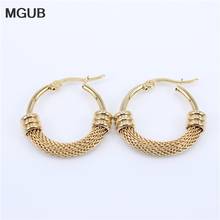 28MM-63MM Gold Color Big Hoop Earrings Stainless Steel Jewelry Style Trendy Circle Round Earrings Women Gift For Her LHEH6 2024 - buy cheap