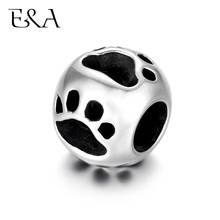 Stainless Steel Beads Paw Prints Hollow 5.5mm Hole Metal European Bead Bracelet Charms Making Supplies DIY Jewelry Findings 2024 - buy cheap