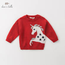 DB11416 dave bella winter cute baby girls Christmas cartoon deer knitted sweater kids fashion pullover toddler boutique tops 2024 - buy cheap
