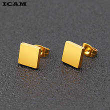ICAM New Square  Earrings Black Stainless Steel Stud Earrings for Women Punk 2019 Jewelry Earring oorbellen Brincos 2024 - buy cheap