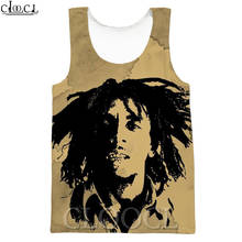 Cloocl popular quente cantor bob marley tank top 3d impressão camisetas streetwear colete sem mangas das mulheres dos homens roupas de fitness 2024 - compre barato