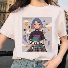 Camiseta de talla grande para mujer, ropa coreana con estampado de personajes de dibujos animados, Harajuku, manga corta, Ulzzang 2024 - compra barato