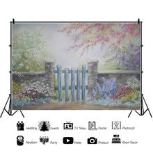 Watercolor Painting Fence Flower Castle Background for Portrait Photography Decors Photographic Backdrops Photocall Studio 2024 - buy cheap