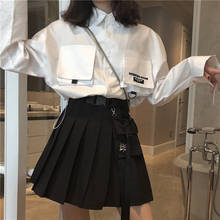 Harajuku Summer Cotton High-Waisted Women Skirt Y2k Punk Pleated Female Short Mini Skirts Korean Fashion Solid A-Line Clothing 2024 - buy cheap