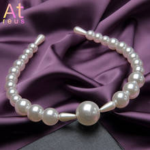 Diadema con diseño de perlas redondas grandes para mujer, diadema blanca con forma de gota de agua, accesorios para el cabello de boda para niña 2024 - compra barato