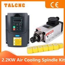 220V 2.2KW Square Air Cooling Spindle ER20 2200W Air-cooled Milling Spindle + 2.2KW VFD Inverter + 13pcs/set ER20 2024 - buy cheap