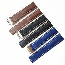 Pulseira de couro genuíno para relógio, 22mm 24mm, azul, marrom, preto, pulseira para ataduras, avenger, navitimer, super oceano 2024 - compre barato