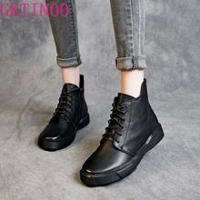 GKTINOO Winter Boots Women Genuine Leather Ankle Boots Plush Inside Handmade Soft Flat Shoes Retro Women's Shoes Boots 2024 - buy cheap