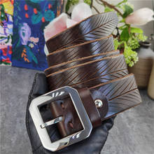 Stainless Steel Belt Buckle Hand Carving Desiger Luxury Belt Ceinture Think Leather Belt Men  Vintage Waist Men's Belt  SBT0014 2024 - buy cheap