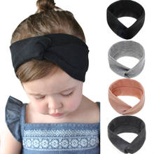 Faixa de cabeça para meninas, cores sólidas, turbante elástico com nó, faixa de cabelo para crianças, encantador, acessórios de cabelo para meninas, 2021 2024 - compre barato