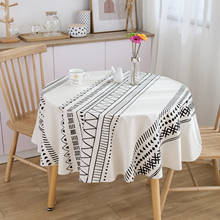 Round Black White National Style Tablecloth Bohemia Geometric Cotton Linen Table Cover Home Hotel Decoration Round Cover 2024 - buy cheap