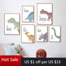 Dinosaur Cartoon Posters And Prints Nursery Canvas Painting Wall Art Decor Pictures For Cute Boys Kids Baby Room Decor 2024 - buy cheap
