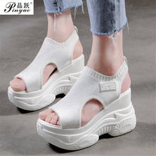 Summer Women Fashion New Super High Heel Sandals Wedges Open Toe Knitting Rome Shoes Platform Slip On Sneakers 2024 - buy cheap