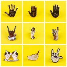 Hands Badges for Backpack Gesture Enamel Pins Punk Badges Metal for Clothes Badge Bags Lapel Pin Accessories Jewelry Gift DIY 2024 - buy cheap